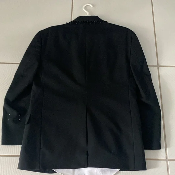 Vintage 90’s Overqualified men’s embellished black blazer tuxedo shirt L - Picture 7 of 9